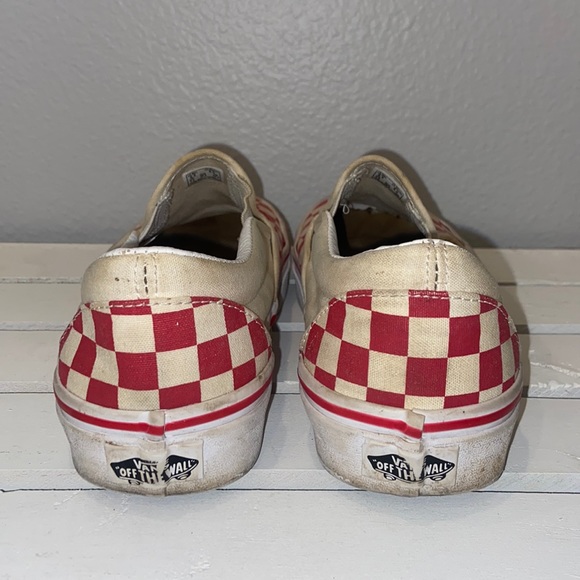 Vans Red Checkered Checkerboard Slip-on Sneaker Shoe Mens 6.5 Womens 8 - Picture 5 of 9